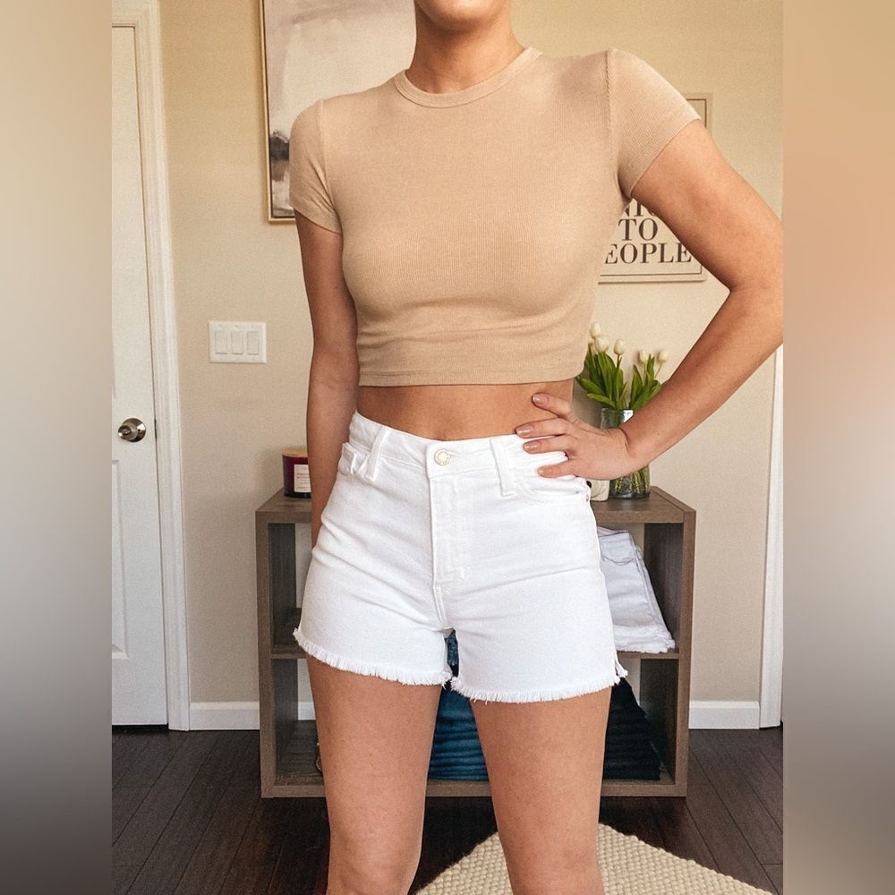 Just Black Denim White Undone Hem Shorts